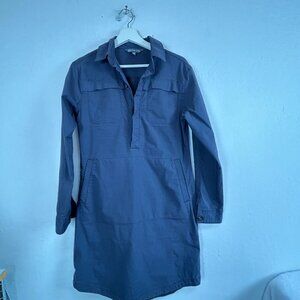 Title Nine Womens Wren Utility Shirt Dress Small Gray Long Sleeve Pocket Stretch
